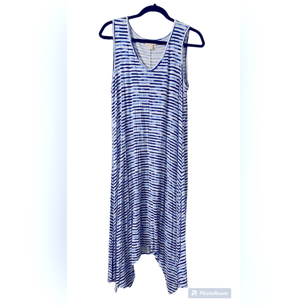 Blue striped shark hemmed sundress!